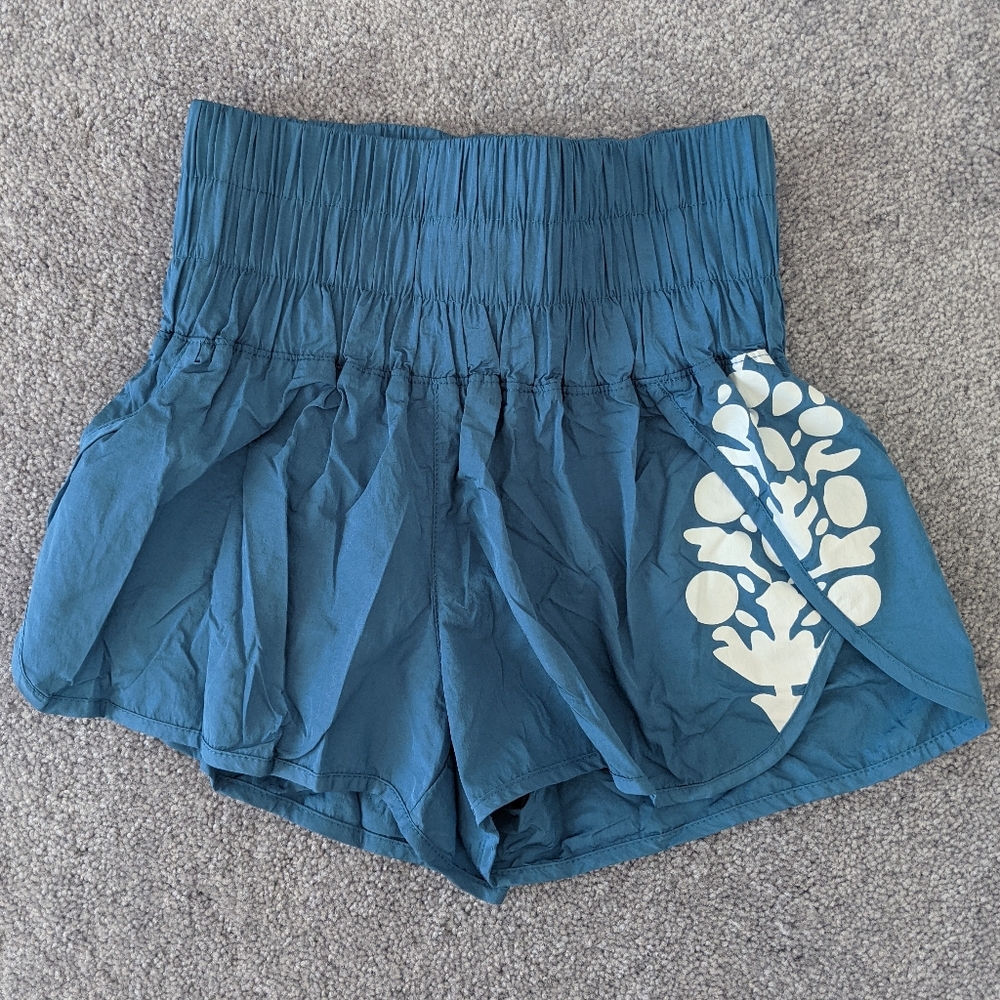 FP Movement by Free People Teal Athletic Shorts with White Print